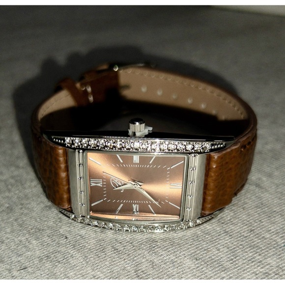 New Burgi Quartz Womens Watch BTV135‎ Brown Leather Strap 27mm Crystal Bling main image 15